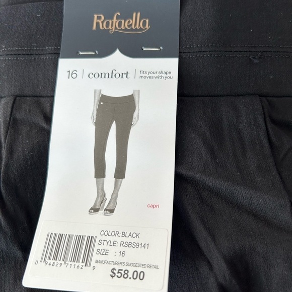 NWT Rafaela Black Capris With Comfortable Waist Band - Picture 4 of 5